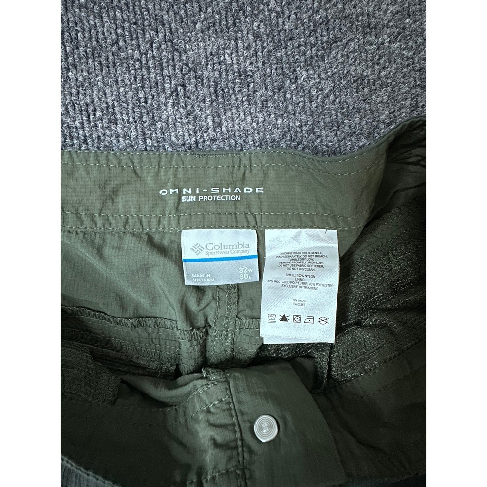 Columbia Omni-Shade Convertible Hiking Pants Olive Green 32x30 Womens Cargo